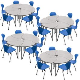 Classroom Set - 24 Single Student Chevron Apex Desks & 24 Apex Stack Chairs (18'' H - 5th-Adult) product image