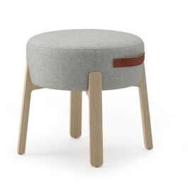 Indie Round Ottoman w/ Leather Handles - 16-1/2" H product image