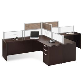 Borders II Collection 2-Person Workstation w/ 2 Deluxe Full Pedestal Files product image