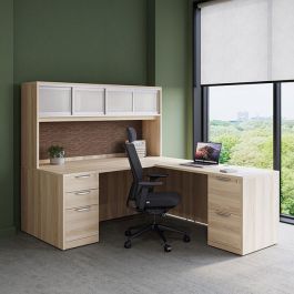 OS Laminate L-Shape Desk Suite w/ 2 Pedestal Files product image
