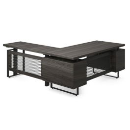 Palisades Collection Industrial Height Adjustable L-Shaped Desk w/ Single Pedestal product image