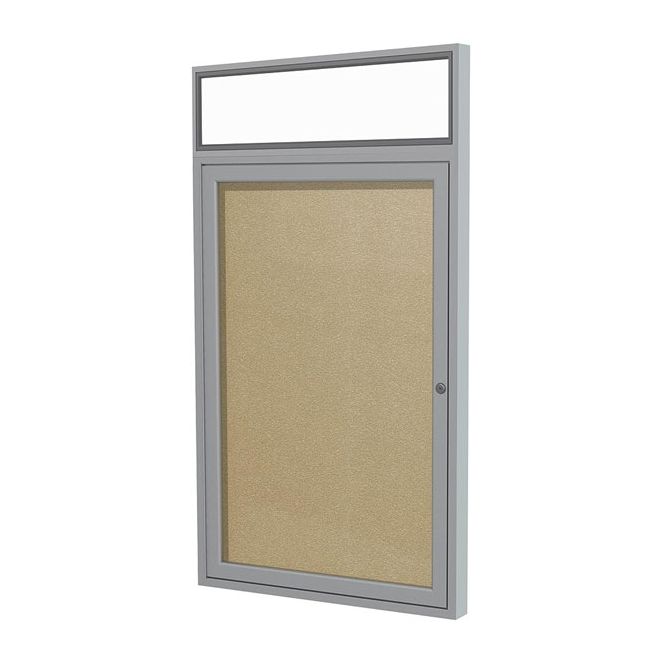 Enclosed bulletin board with header. Enclosed bulletin board with header.