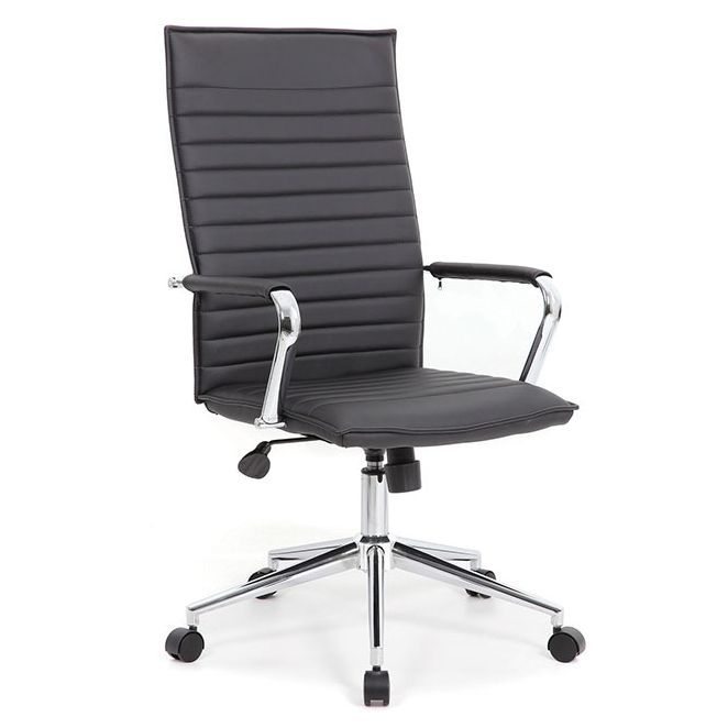 Executive task chair with 5-star chrome base. Executive task chair with 5-star chrome base.