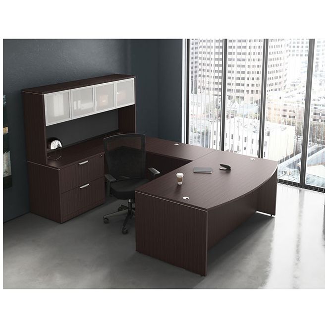 Mahogany bow front U-shape executive office suite Mahogany bow front U-shape executive office suite