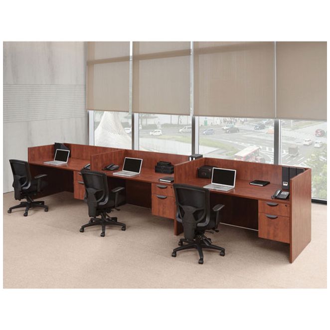 Multi-person reception workstation. Multi-person reception workstation.
