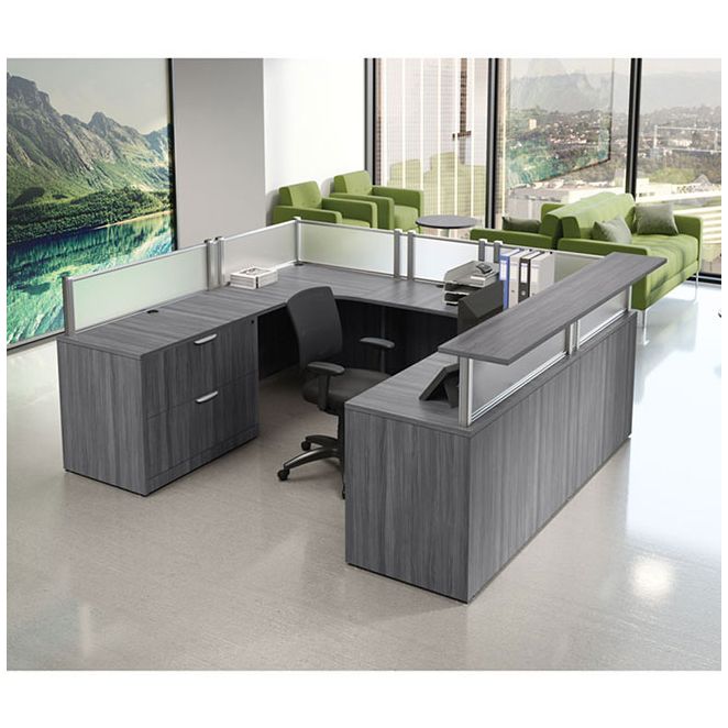 U-shaped reception workstation. U-shaped reception workstation.