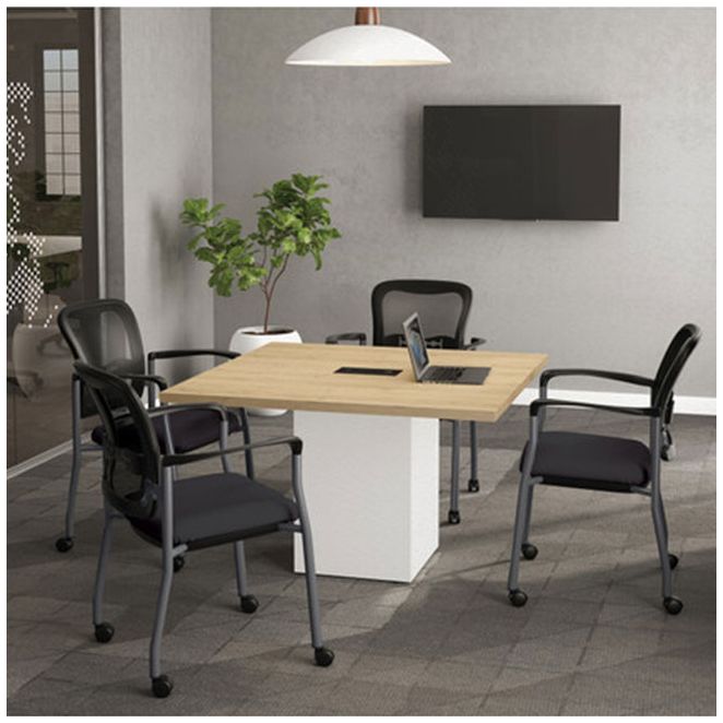 Square office conference table with cube base. Square office conference table with cube base.