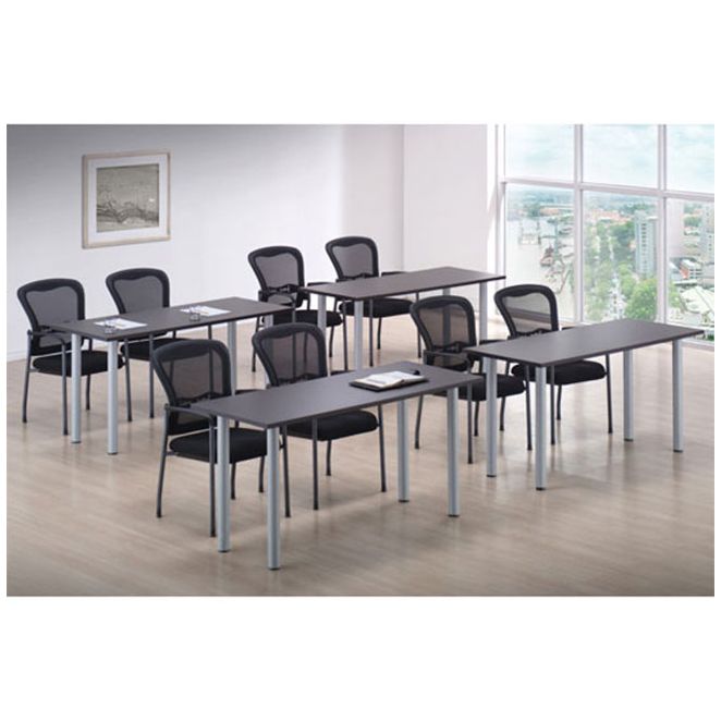 Training room tables with post legs inside a seminar room. Training room tables with post legs inside a seminar room.