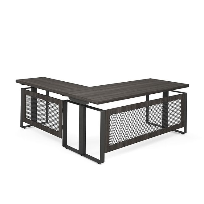 Palisades collection l-shaped height adjustable desk.