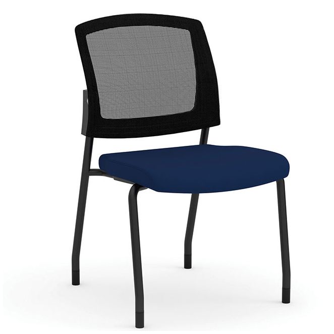 Mesh back armless office side chair with padded seat. Mesh back armless office side chair with padded seat.