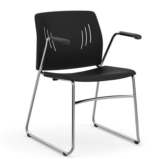 Stackable office side chair with a sled base. Stackable office side chair with a sled base.