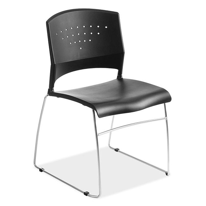 Plastic stacking chair with sled base. Plastic stacking chair with sled base.