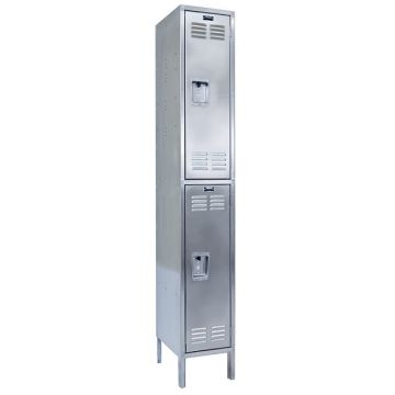 Stainless Steel Double-Tier 1-Wide Lockers (36'' H Opening)