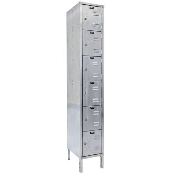 Stainless Steel Six-Tier 1-Wide Lockers (12'' H Opening)