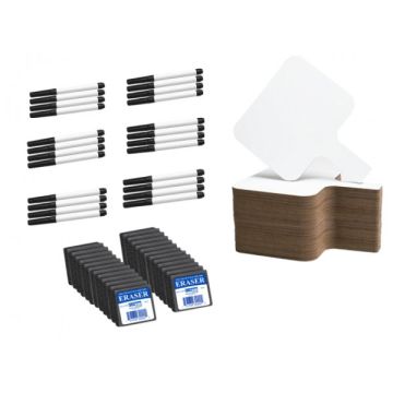 Rectangular Dry Erase Answer Paddles- 24 Pack w/ Markers & Erasers
