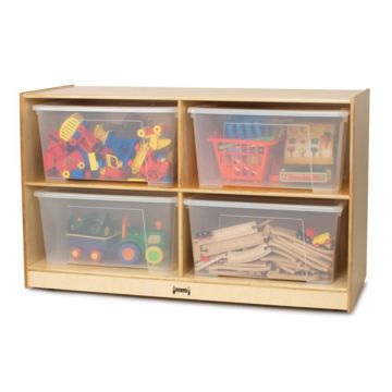 Jumbo Mobile Tote Storage Units with Clear Totes + Lids