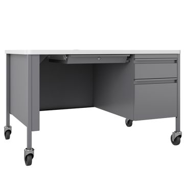 Right Hand Mobile Teacher Desk w/ Single Pedestal - 48” W x 30” D