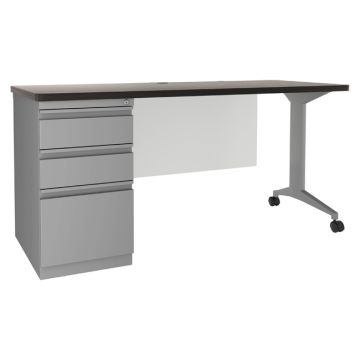 Modern Teacher T-Leg Desk w/ Single Pedestal - 60” W x 24” D