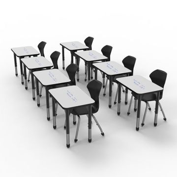 Classroom Set - Premier Single Rectangle Dry Erase Desks & Apex Chairs Package