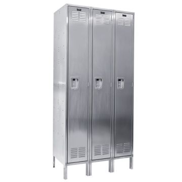 Stainless Steel Single-Tier 3-Wide Lockers (72'' H Opening)