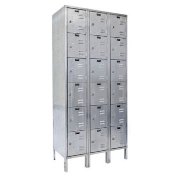 Stainless Steel Six-Tier 3-Wide Lockers (12'' H Opening)