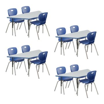 Deluxe HPL Activity Table & Classic Student Chair Package (30" x 60" Trapezoid - 4 Tables & 12 Chairs)