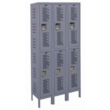 Heavy-Duty Ventilated Double-Tier 3-Wide Lockers