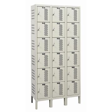 Heavy-Duty Ventilated Six-Tier 3-Wide Lockers