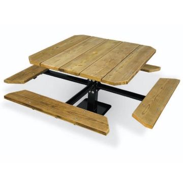 48" Square Traditional Single Pedestal Picnic Table