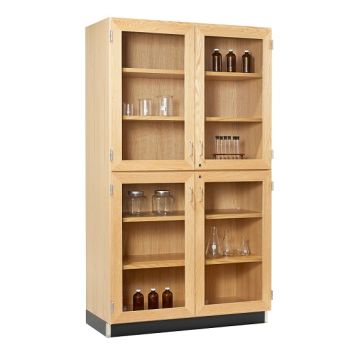 Split Level Storage Cabinet with Glass Doors