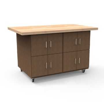 Tomah Fixed Shelves, 1 Divider & 4 Doors Hardwood Top Workstations