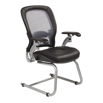 Light AirGrid Back Guest Chair with Leather Seat