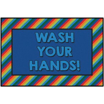 Rainbow Striped Wash Your Hands Rug - 3'x4'6'' Rectangle