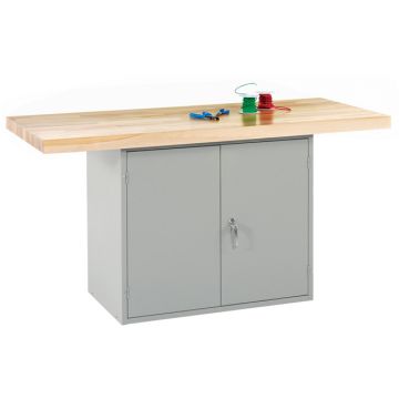 Two-Station Steel Workbench w/ Double Door Storage