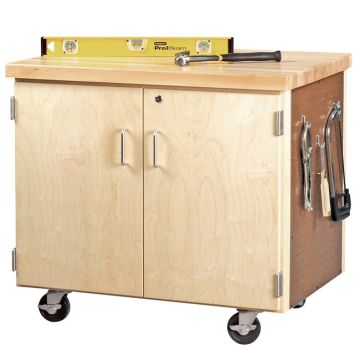 Mobile Storage Cabinet w/ Maple Top & Two Doors