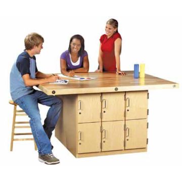 Four-Station Wood Workbench w/ 12 Lockers