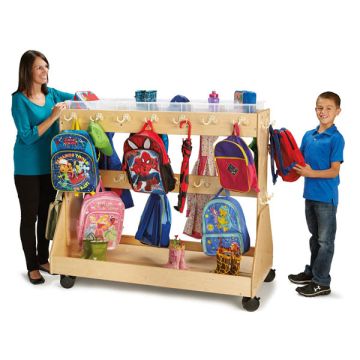 Mobile Backpack Cart with Cubbie Trays