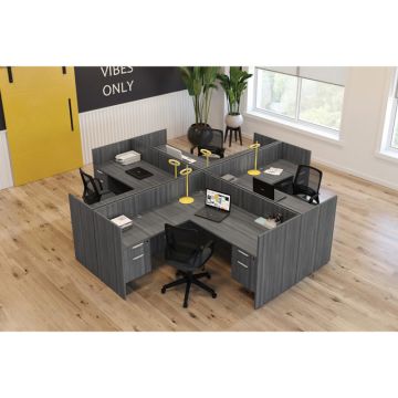 OS Laminate L-Shaped Desk Quad