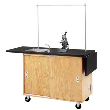Mobile Lab Table W/ Drop Leaf Extensions