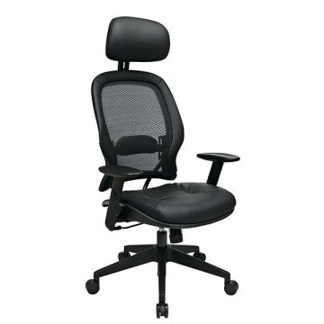 Professional AirGrid Chair w/ Eco Leather Seat and Headrest