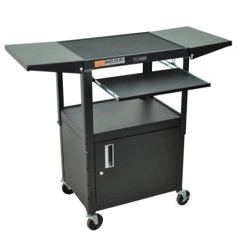 Drop Leaf Steel Computer Workstation With Keyboard Tray & Cabinet