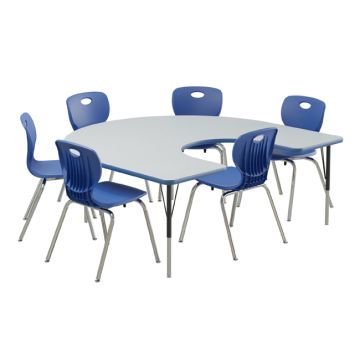 Deluxe HPL Activity Table & Classic Student Chair Package (60" x 66" Horseshoe - 1 Table & 6 Chairs)
