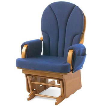 Lullaby Glider Rocking Chair- Navy Fabric & Natural Frame