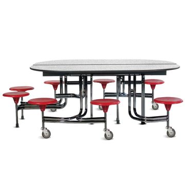 Oval ADA Cafeteria Table w/8 Round Stools