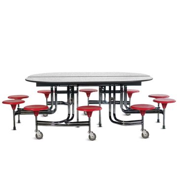 Oval Cafeteria Table w/10 Round Stools