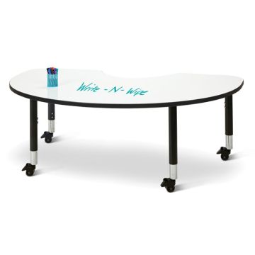 Berries Write-N-Wipe Dry Erase Table - 72'' x 48'' Kidney with Casters