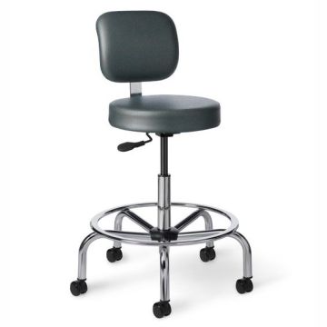 Vinyl Professional Lab Stool w/ Back & Chrome Elevated Base (25''-33''H)