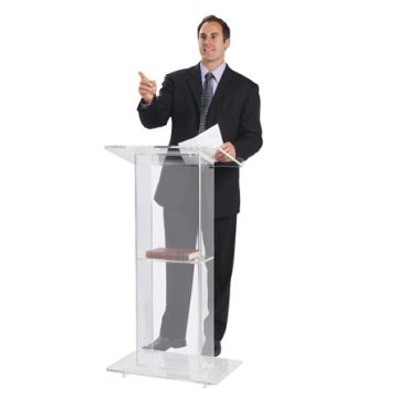 Rectangular Clear Acrylic Lectern with Shelf