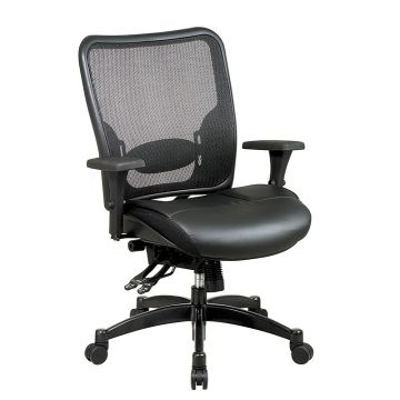 Breathable Mesh Back Chair w/ Leather Seat