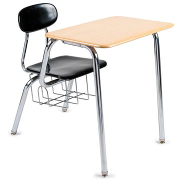Solid Plastic Combo Desk w/ Bookbasket - 5/8'' Thick Plastic (17-1/2'' H)